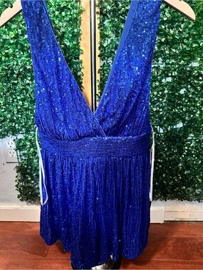 Deep Royal Blue Sequin V-Neck Romper
